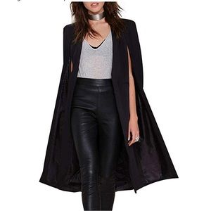 Women’s Longline Blazer Cape - black